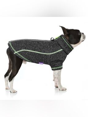 Dark Gray Fleece Reflective Dog Sweater Zip Up Coat - Size Large
Small Dog